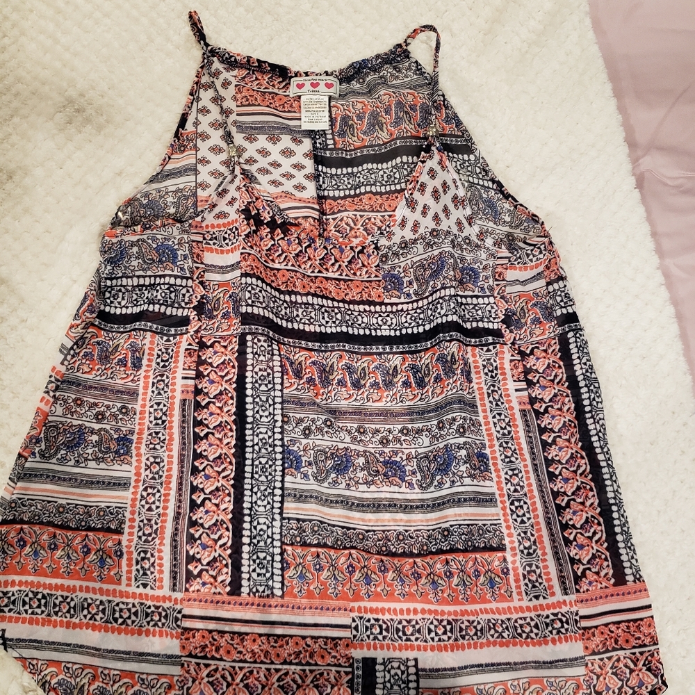 Three Pink Hearts multicolored tank size S